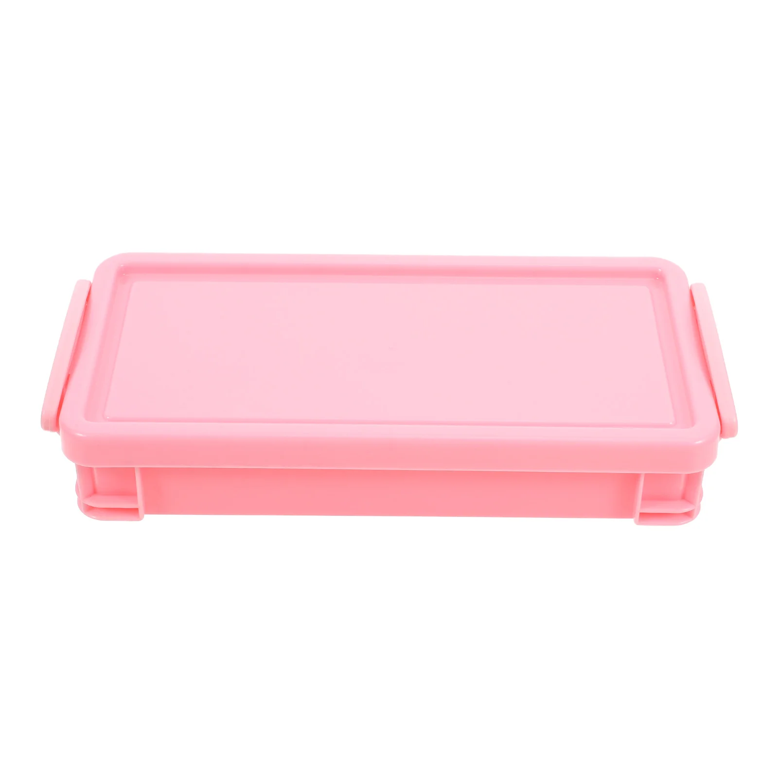 

Plastic Pencil Box Lid for School Pink Hard Shell Large Capacity Storage to Clean Stackable Design