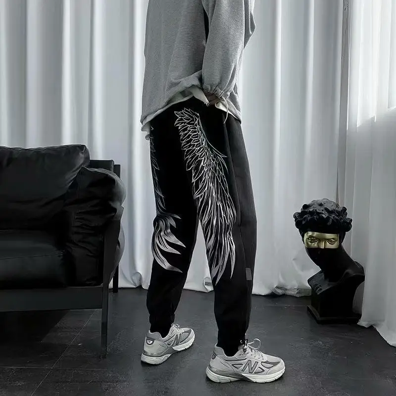 

Sweatpants for Men Hip-hop Baggy Fleece-lined and Extra Thick Trousers Casual Autumn Winter Retro Comfortable Man Sports Pants