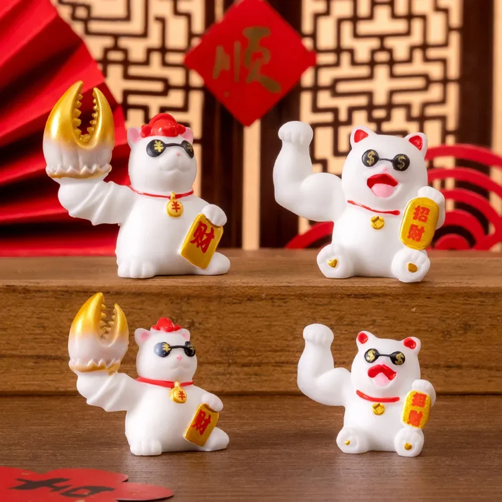 Statue Lucky Cat Living Room Accessories Office Beliefs Ornament Cat Resin Crafts Wealth Decoration Decorative