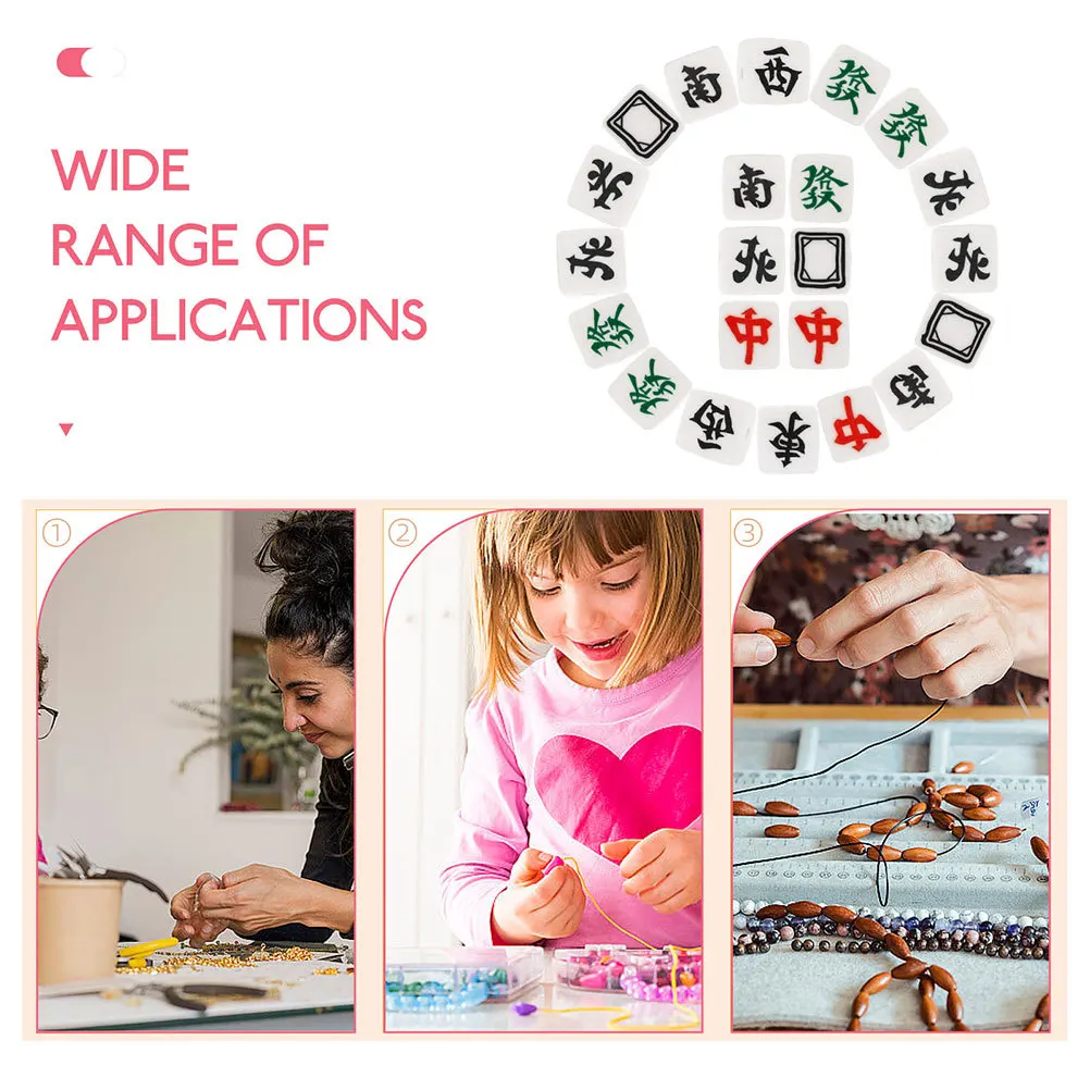 50개 마작 타일 클레이 비즈 독특한 평평한 폴리머 스페이서 DIY 팔찌 목걸이 보석 만들기 공예 키트 어린이 안전