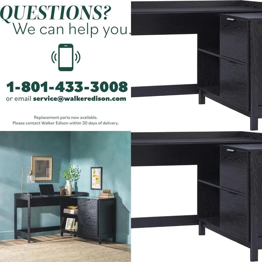 Transitional Office Design, Writing Desk with Drawers and Open Cubbies, Spacious Desktop, Reversible Fit, Complementary in Livin