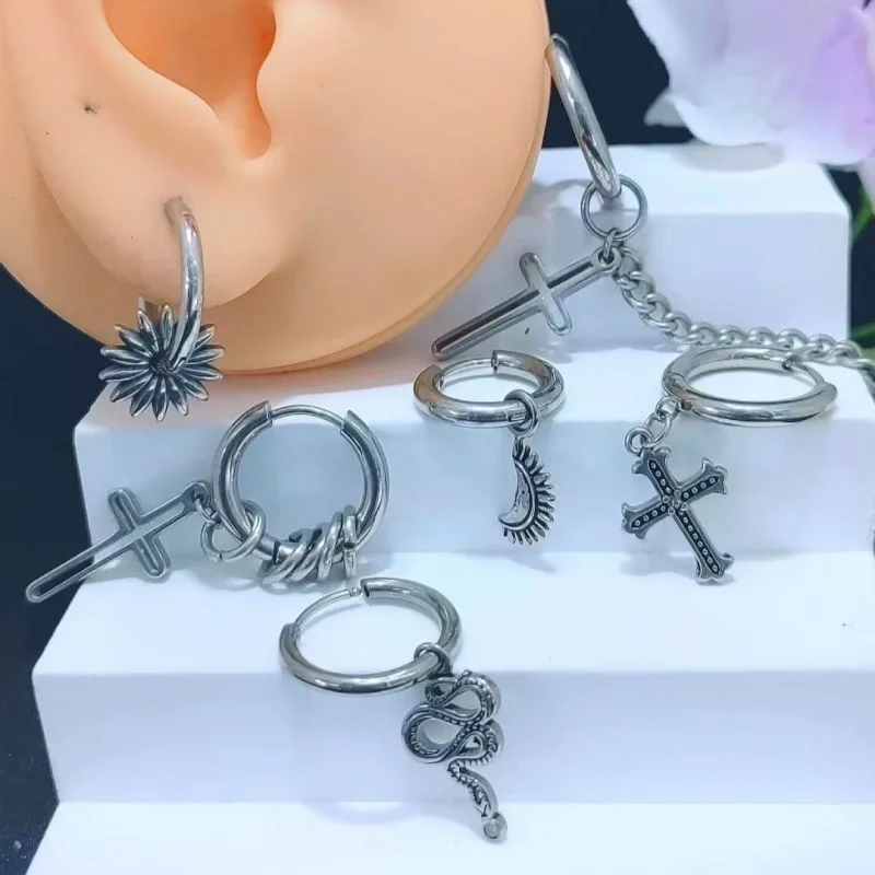 50pcs Hoop Earrings All Stainless Steel Piercing Earring Circle Hoop Earring Women Man Punk EMO Earring Ear Studs Jewelry