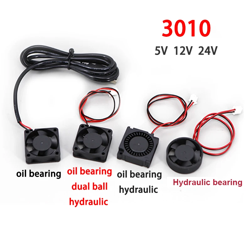 USB DC xh2.54 hydraulic/oil bearing 3010 fan 30MM 30x30x10MM DC 5V 12V 24V 2Pin Cooler Small Cooling Fan DIY for 3D Pinter Parts