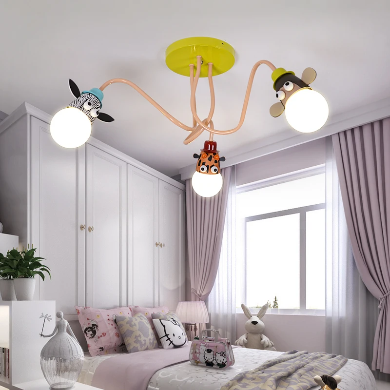 Imagem -03 - Cartoon Pendant Lamps For Kids Quarto Led Zebra Macaco Tigre Girafa Animal Luz Suspensa para Jardim de Infância Bebê Decoração Infantil E27