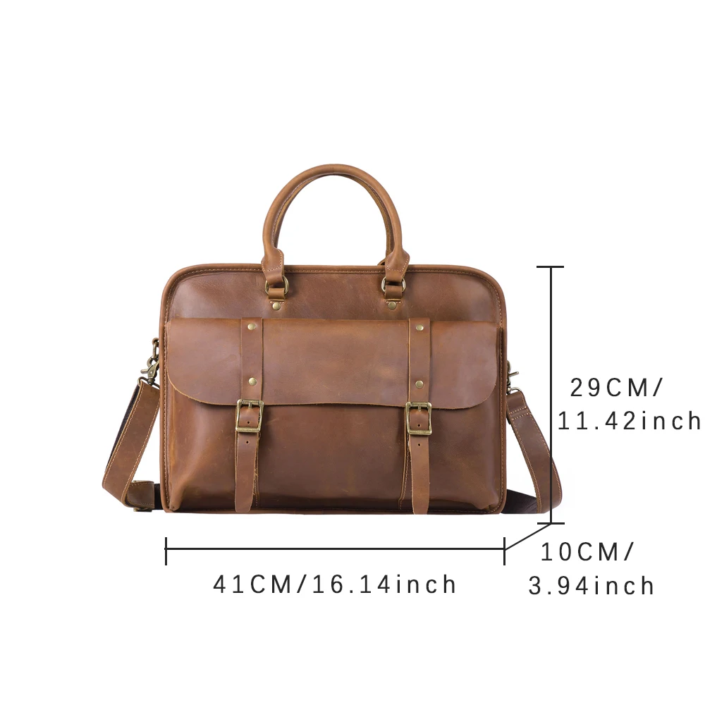 S.WORKER Vintage Echtleder Herren-Aktentasche Laptop-Tasche Crazy Horse Leder Messenger-Handtasche Rindsleder Geschenkidee für Männer – Detail 2