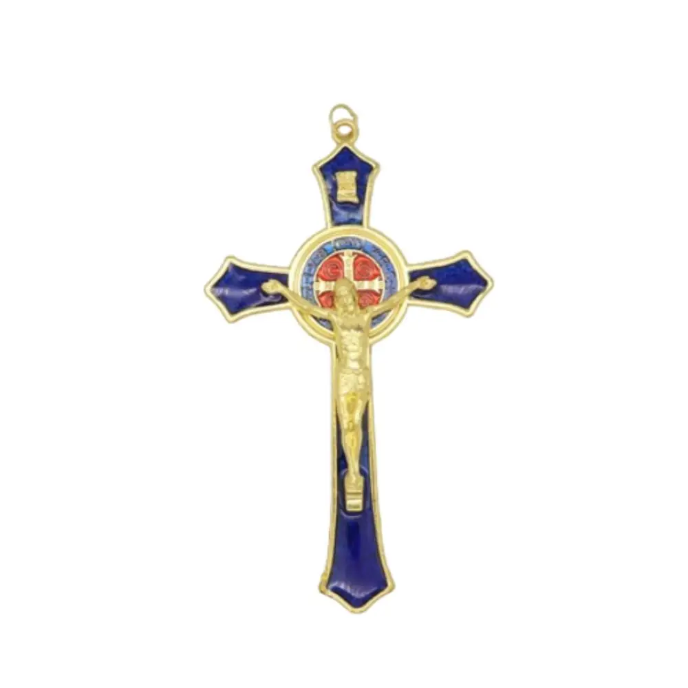 Catholic Saint Crucifix Pendant Religious Charm Alloy Christ Handmade Necklace Prayer Medal Vintage Religious Decoration