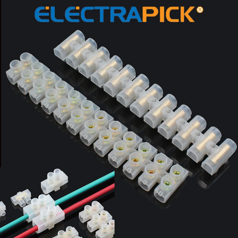 ELECTRAPICK 1/3/5pcs Dual Row 12 Way Barrier Screw Terminal Block Wire Connector Strip 3A 10A 15A 20A 30A For Electrical Wiring