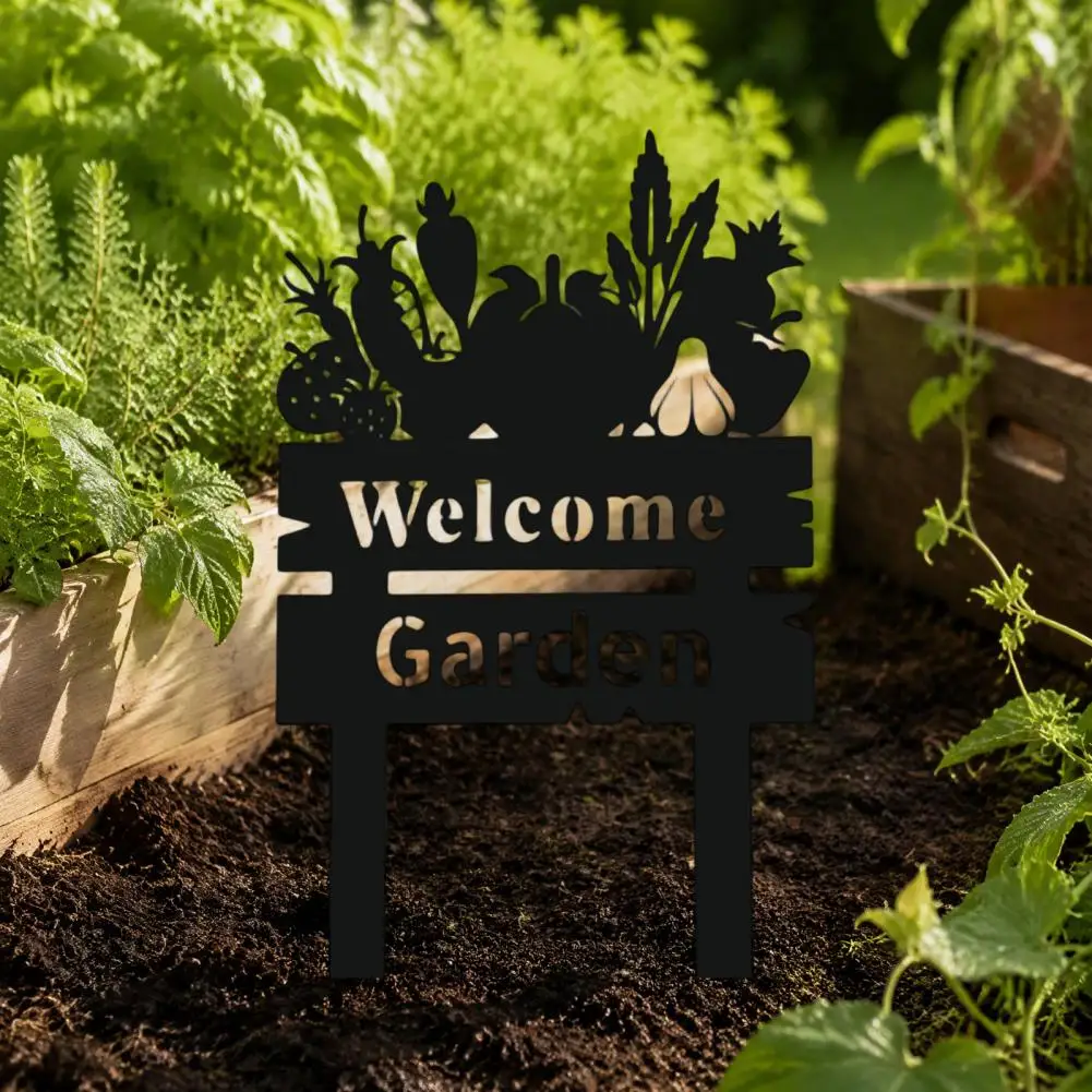 Outdoor Yard Decor Vegetable Garden Stakes Welcome Decorative Yard Sign Wildflowers Vegetables Silhouette Garden Stake for Porch