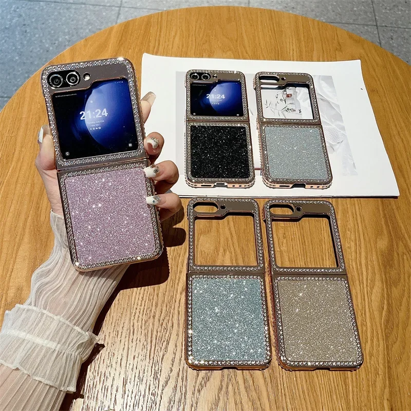 Полностью Алмазный чехол для телефона Samsung Galaxy Z Flip 6 5, защитная задняя крышка для ZFlip5 ZFlip6, чехол