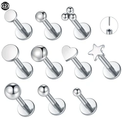 1Pc G23 Titanium Star Heart Push-in Lip Ring Threadless Push Pin Labret Piercing Ear Cartilage Helix Piercing Earring Jewelry