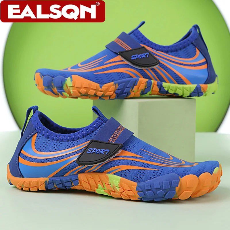 

Детская пляжная обувь для плавания босиком для мальчиков, быстросохнущая обувь цвета морской волны, Нескользящие повседневные кроссовки для фитнеса и бега