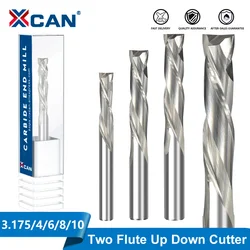 XCAN Up Down Cutter 3.175/4/5/6/8/10mm Shank CNC Router Bit for Woodworking 2 Flute Carbide End Mill Wood Milling Cutter