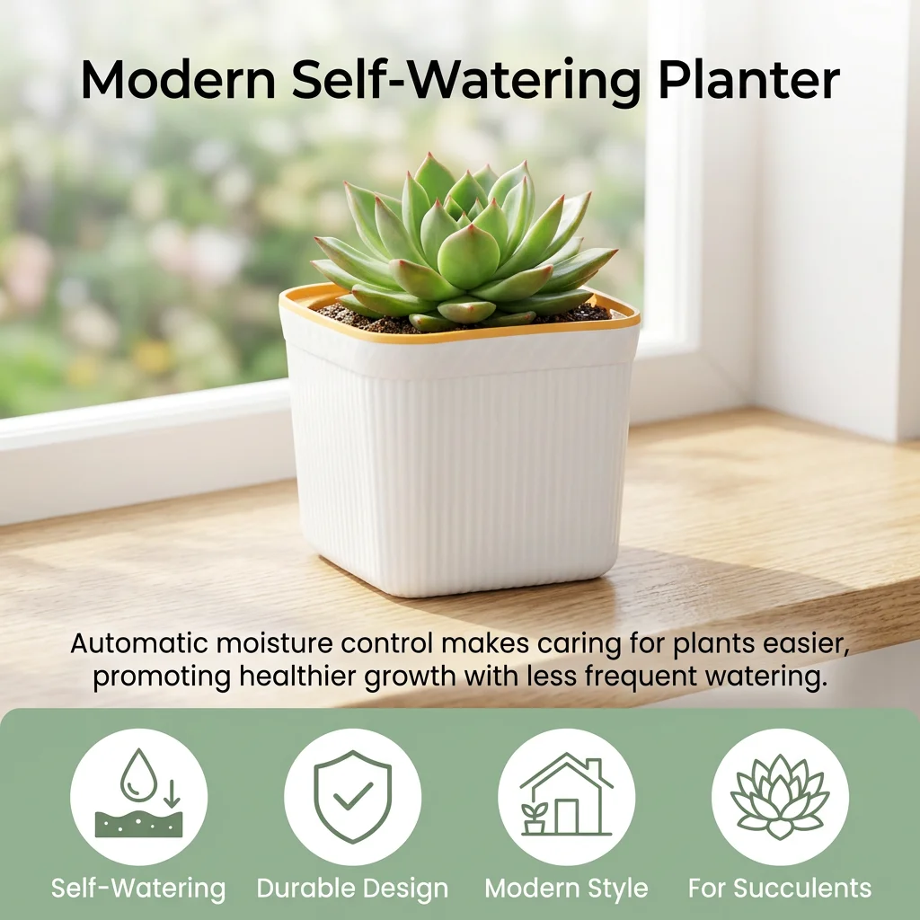 Simple Planter For Home Garden White Square Self Watering Pot Thickened Plastic Flower Pot Kitchen Multifunctional Drain Basket
