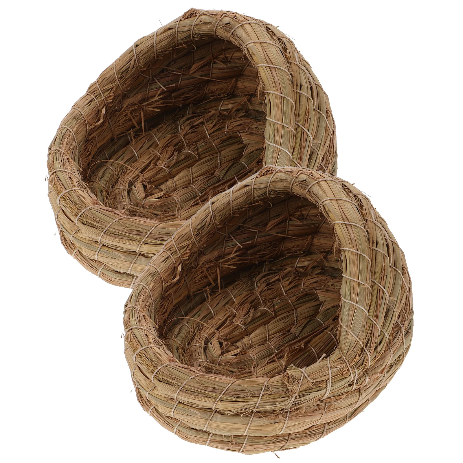 

2 Pcs Woven Straw Chicken Laying Nest Sleeping Hut Bird Small Animals Pet House The Bed