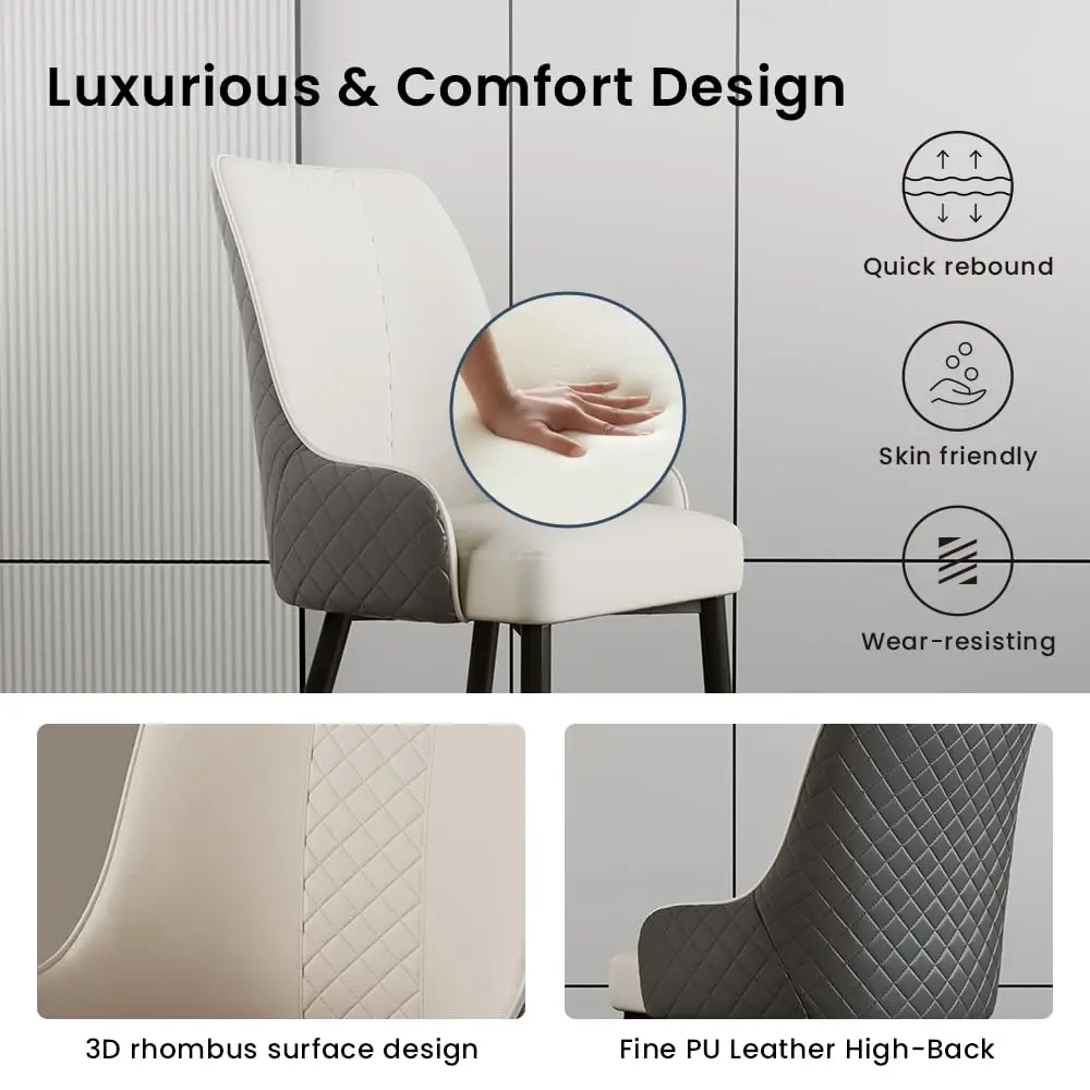 طقم كراسي بار من الجلد الصناعي مقاس 38 بوصة مكون من 2 أرجل معدنية عالية الظهر للمطبخ وغرفة المعيشة باللون الرمادي حسب الطلب