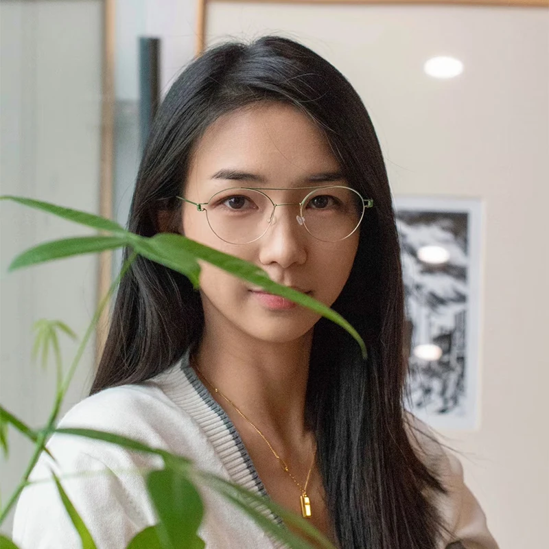 الدنمارك الرجال الطيار التيتانيوم النقي إطار نظارات دائرية بروس موضة النساء شعاع مزدوج النظارات لا المسمار نظارات خفيفة #6