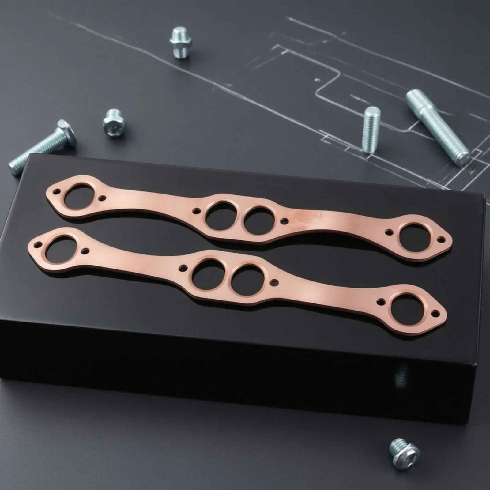 Exhaust Gasket High Temperature Copper - 2 Stück SBC-Kopfdichtungen, Hochtemperatur-Dichtungen für ovale