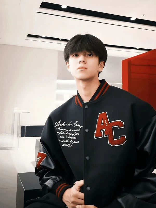 

American Sle Oversize Loose Baseball Jaet for Men Spring Autumn New High Street Stitching Contrast Color Jaet Coat