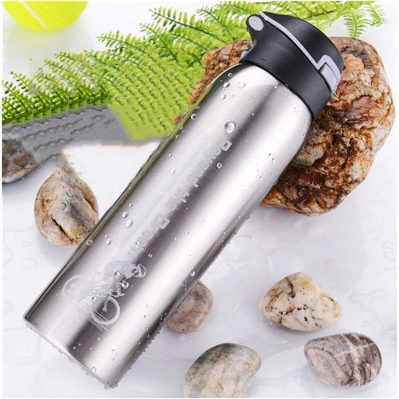 500ML Bicycle Water Bottle Vacuum Stainless Steel Cycling Water Bottle Double Walled Simple Thermo Mug Insulated With Straw