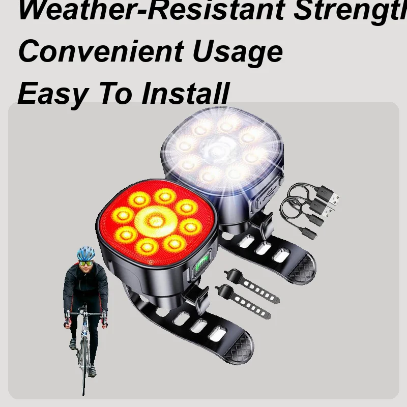 

Rear Bike Light Headlight Taillight & Bike Set Lightweight Waterproof 2X Bright Cycling Accessories For Nighttime Travel Outdoor