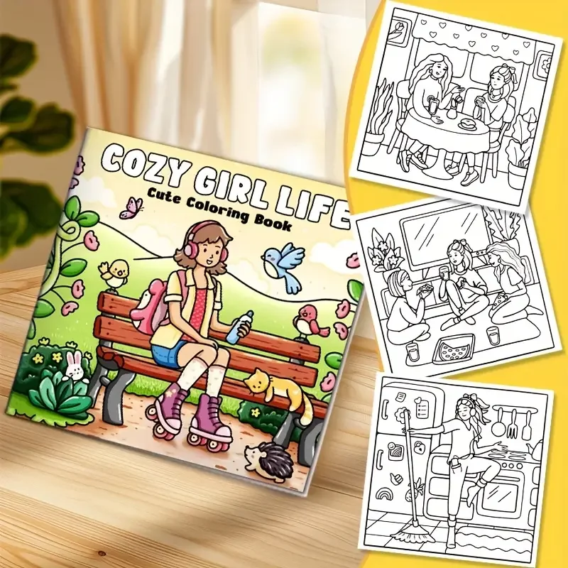 

Cozy corner coloring book for adults and teens, cute and cozy, perfect gift for children's day, relaxing fun coloring book