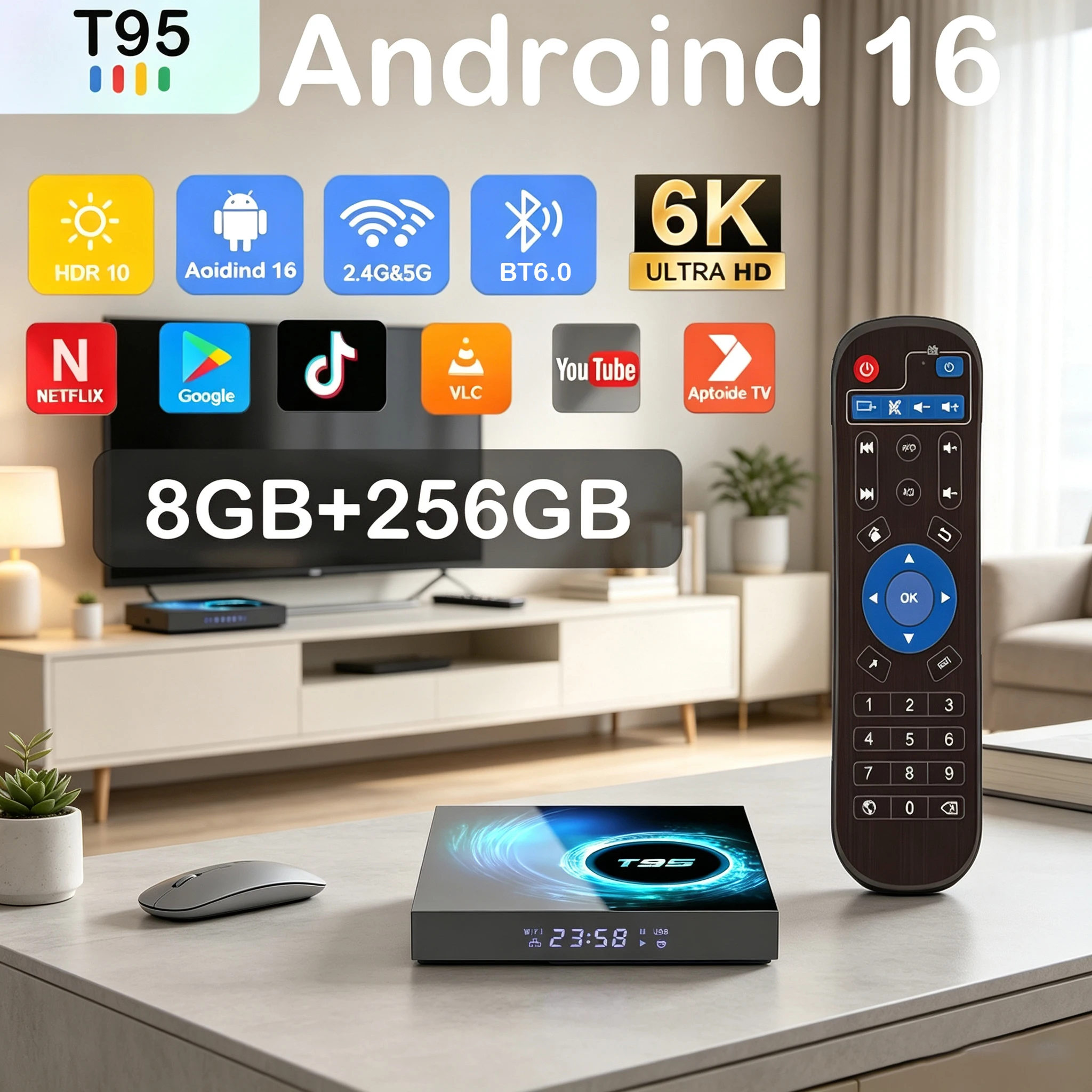 Home Cinema Google - Allwinner H618 Smart TV Box 8GB+256GB