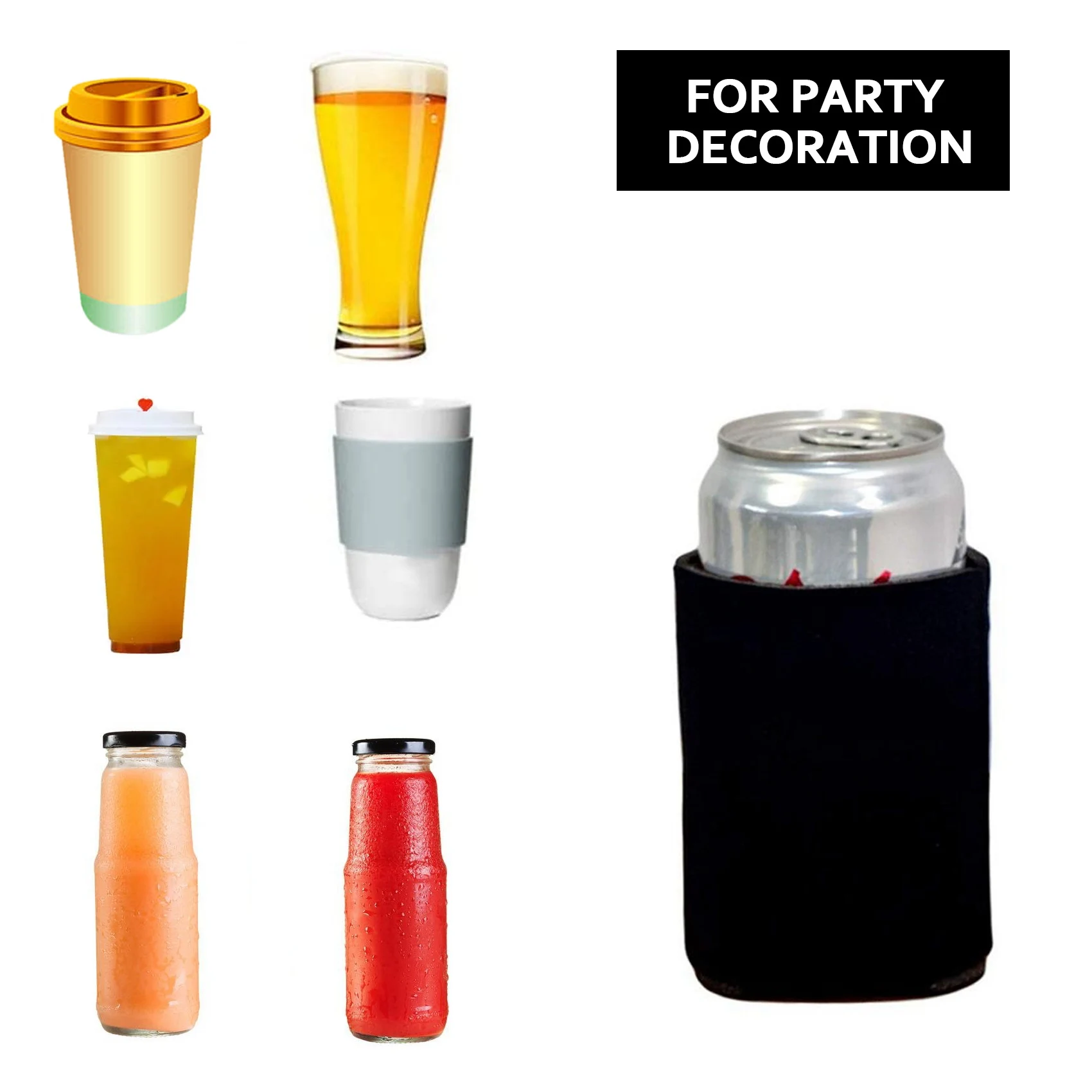 

ABVS 10PCS Neoprene Beer Can Cooler Drink Cup Bottle Sleeve Insulator Wrap Cover New Black