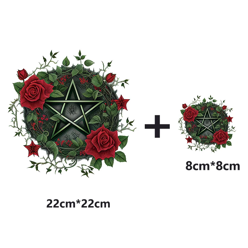 Flower Plants Pentagram Array Hot stamping clothing Heat transfer sticker Iron ironing washable T-shirt A-Levels decoration DIY