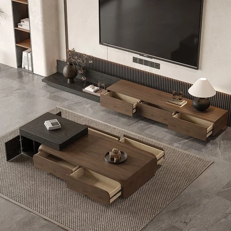 Tavolino italiano in noce per la casa, soggiorno telescopico, piccolo appartamento