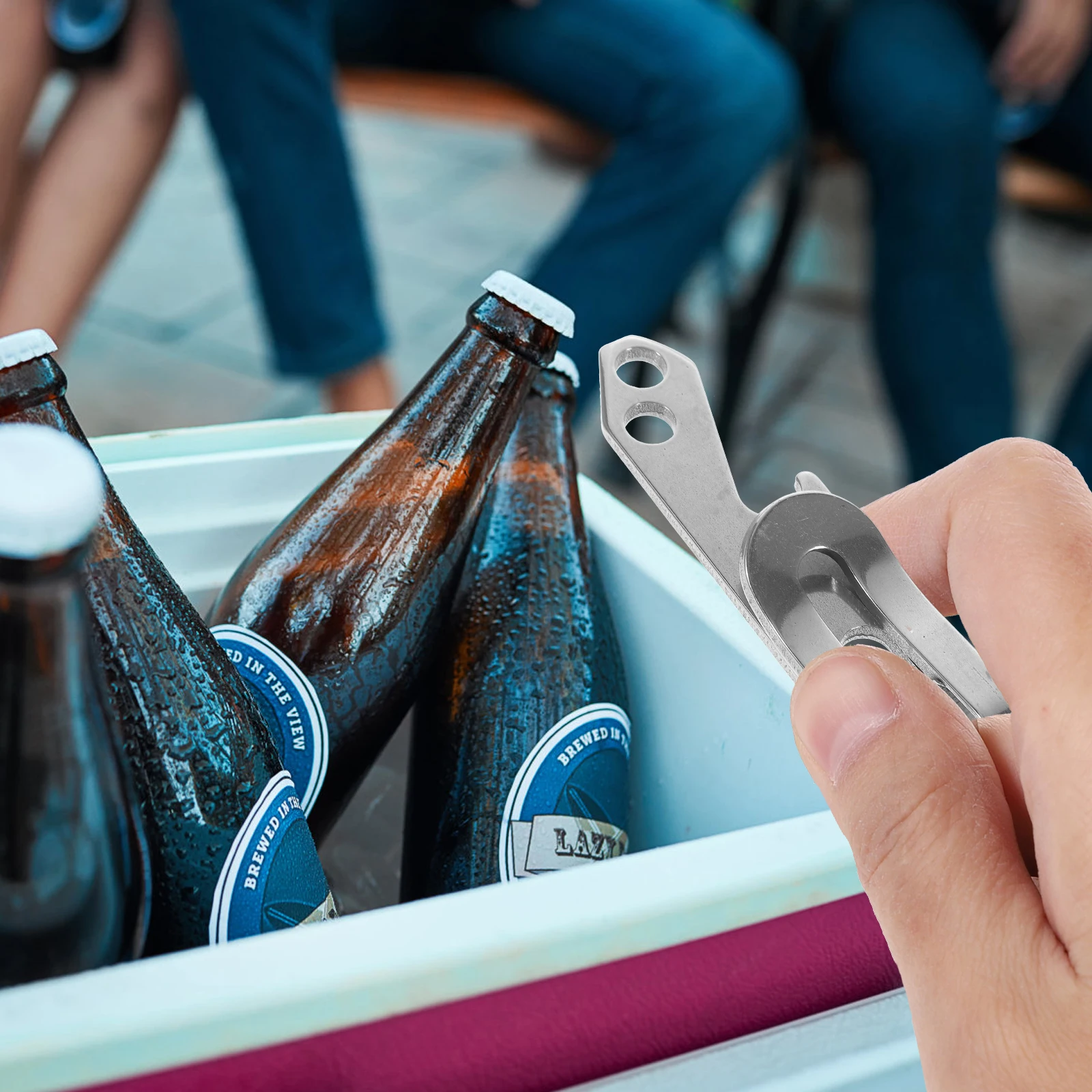 

Bottle Opener Keychain Waist Belt Camping Tool Pry Wine Money Clip Stainless Steel