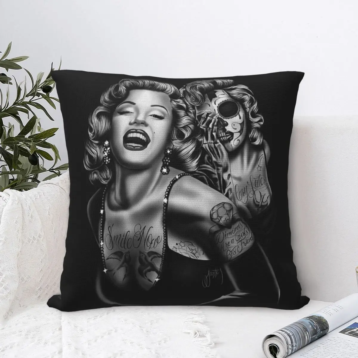 

Mexico Chicano Style Marilyn Monroe Pillowcase Cushion Comfort Throw Pillow Sofa Cushions Used for Home Bedroom Living Room