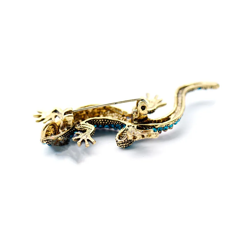 Colorful Full Rhinestone Geckos Brooches Vintage Shiny Animal Lizard Brooch Pin Inlay Suit  Accessories Clothes Metal Jewelry