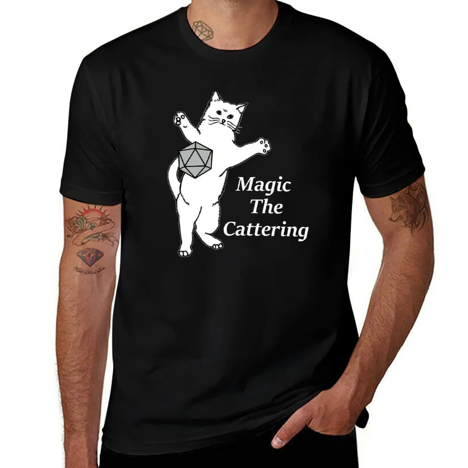 

Magic the Cattering 2 - White / Black T-Shirt summer clothes football t shirt baggy shirts T-shirt men