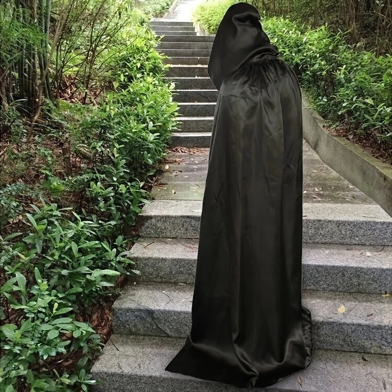 1 Halloween böse Hexe, Todesumhang mit Hut, klassischer langer Stil, Rollenspiel-Partykleid, geeignet für Männer und Frauen – Detail 7