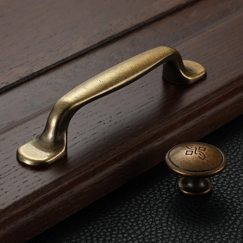YM Antique Handle 128mm Bookcase Closet Drawer Yellow Brass Cabinet Handles Furniture Singel Hole Knobs Cupboard Pulls Hardware