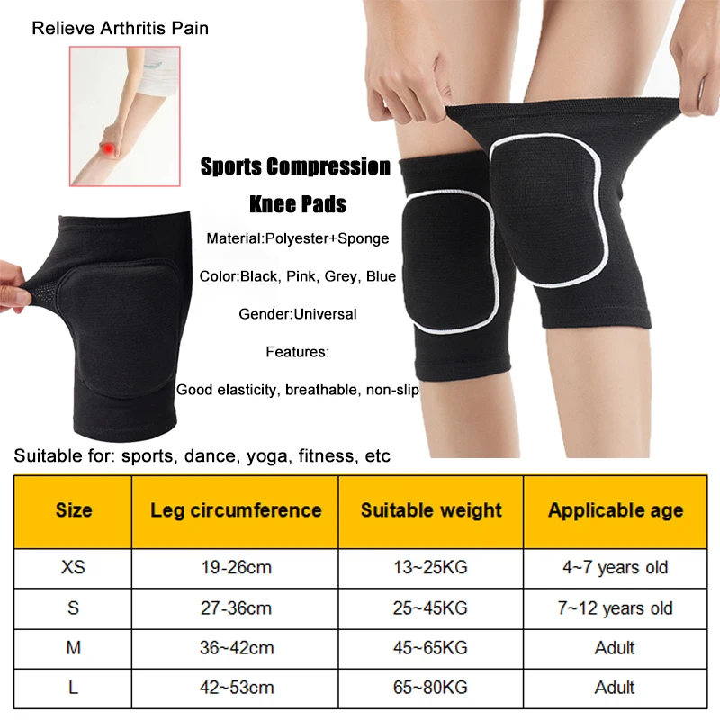 Genouillères de compression pour le sport, genouillères élastiques, éponge épaissie, orthèse de soutien pour l\'entraînement phtalaire, le yoga