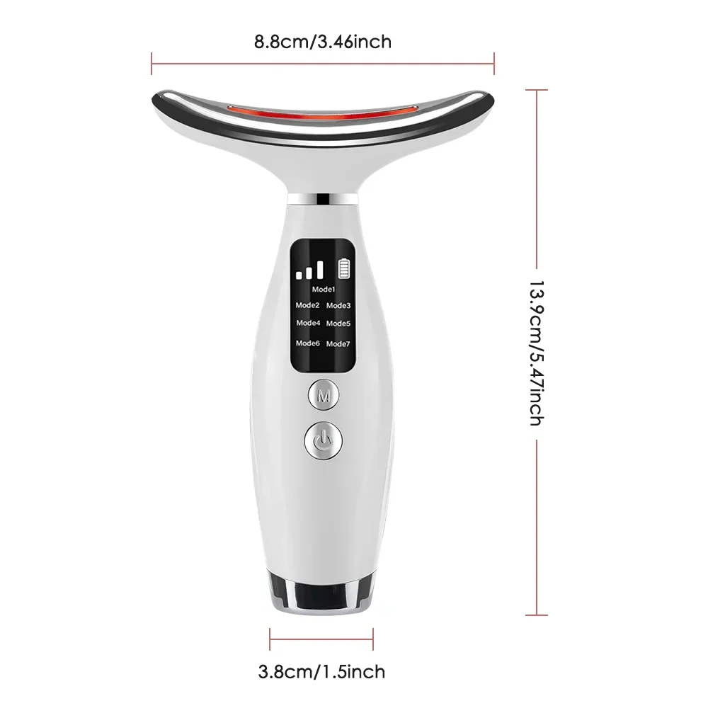 Neck Face Lifting Massager 7 Colors Light LED Photon Therapy Skin Tighten Wrinkle Remove Heating Vibration Massage Beauty Device gallery 5
