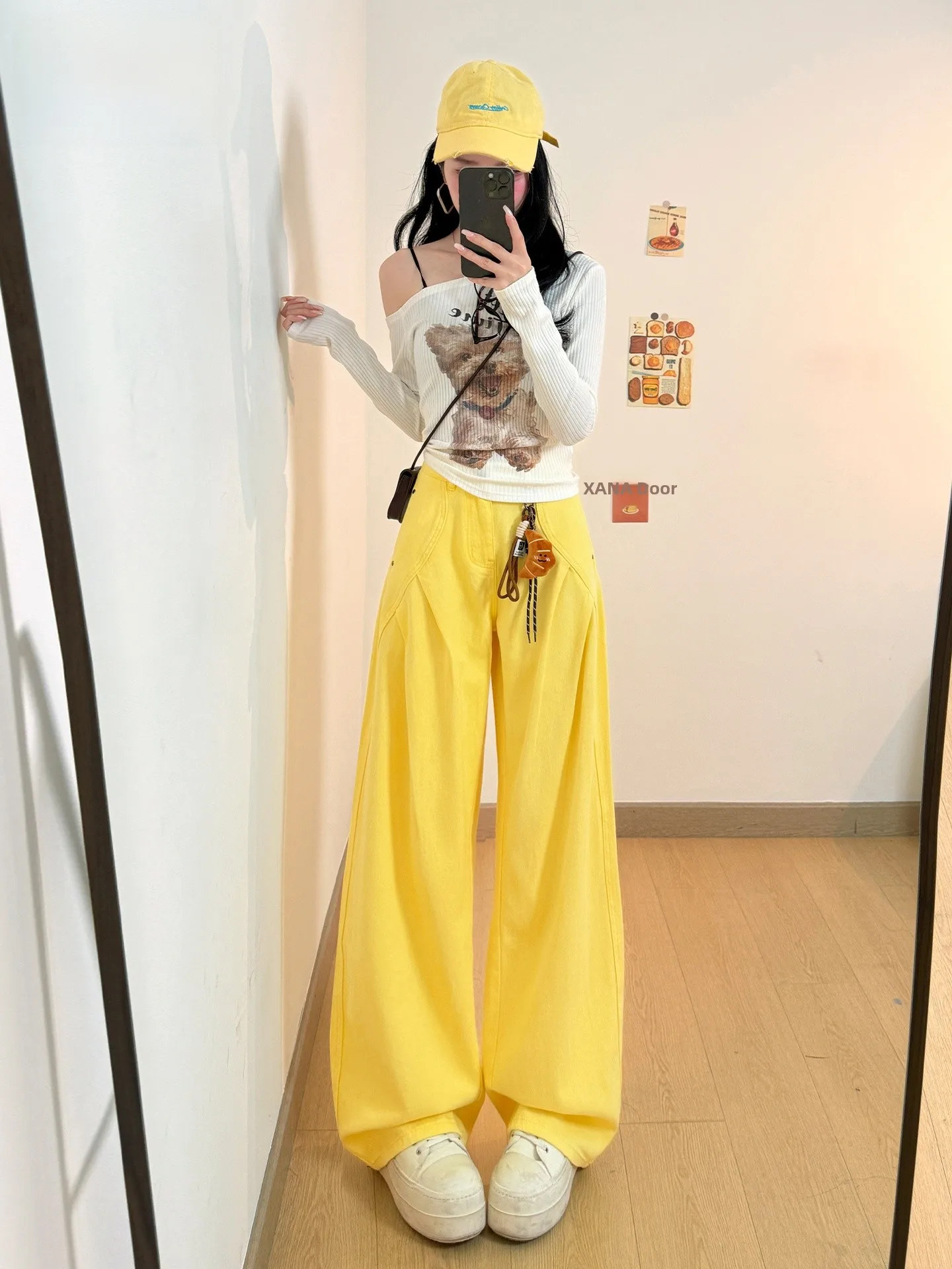 American Design Wide Leg Yellow Jeans Women Loose Slim Straight Casual High Waist Spring Summer New Style Comfortable Denim P...