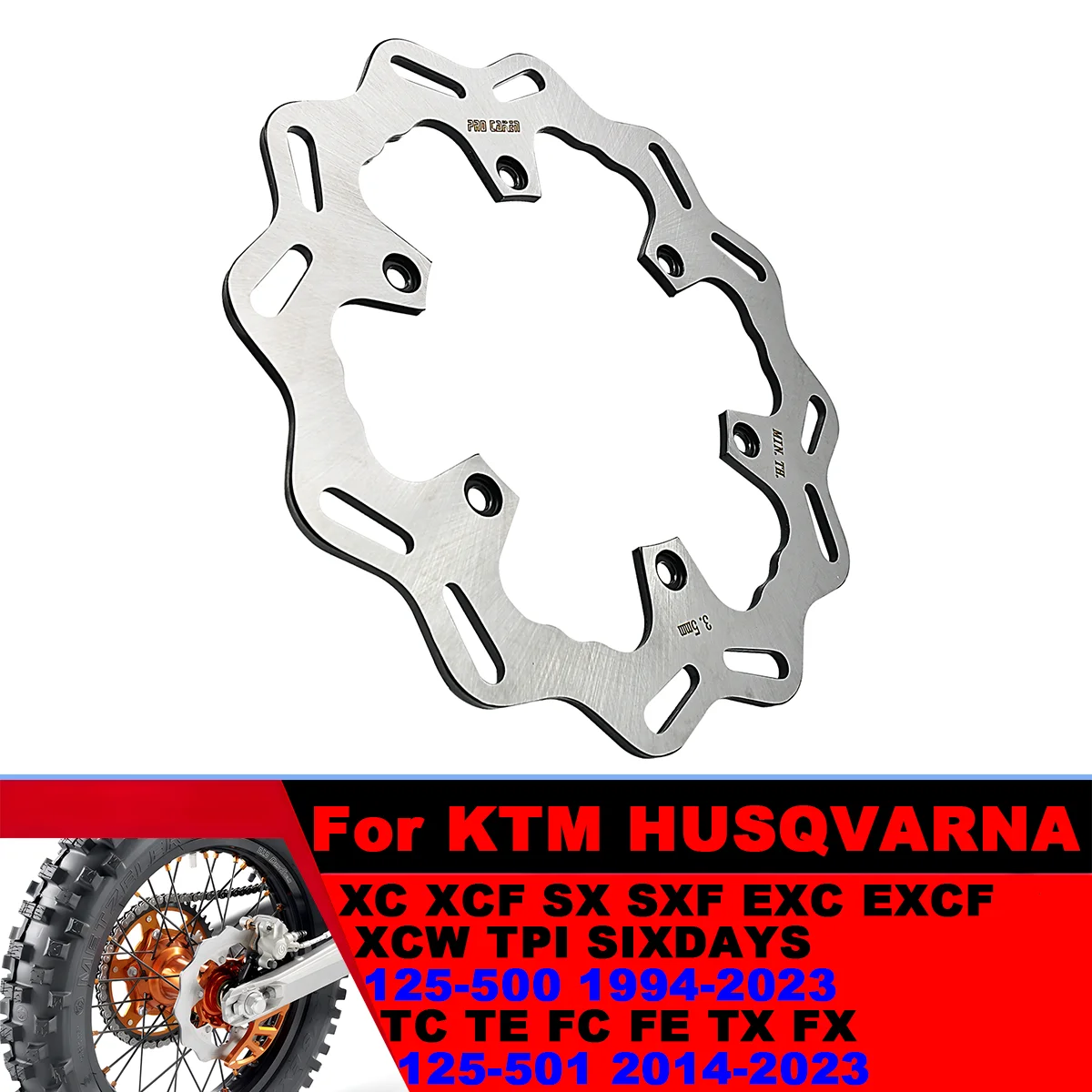 

Motorcycle 220mm rear brake disc For KTM 125 150 200 250 300 350 400 450 500 XC XCF XCW SX SXF EXC EXCF TPI 6Days 1994 1995-2023