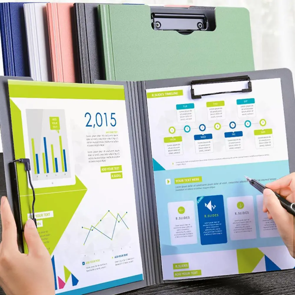 Папка-клипса А4 для записей, зажим для записей, двойные клипсы, органайзер для школы и офиса, стационарный профиль, папка для файлов