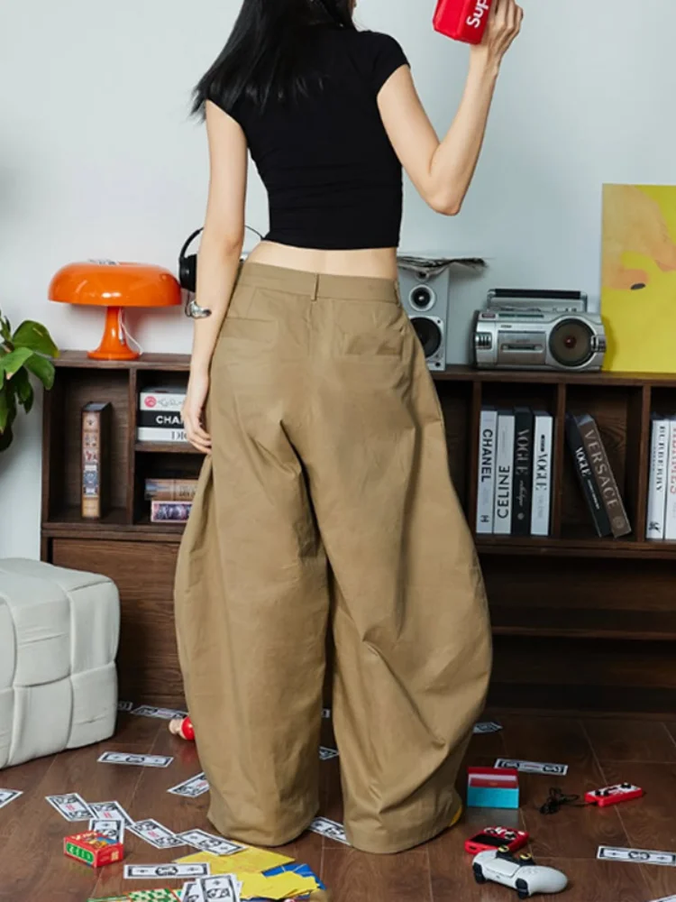 Oversized Balloon Wide Leg Pants Women High Waist Pleated Baggy Trousers ALL Seasons Y2K Grunge Aesthetic Streetwear