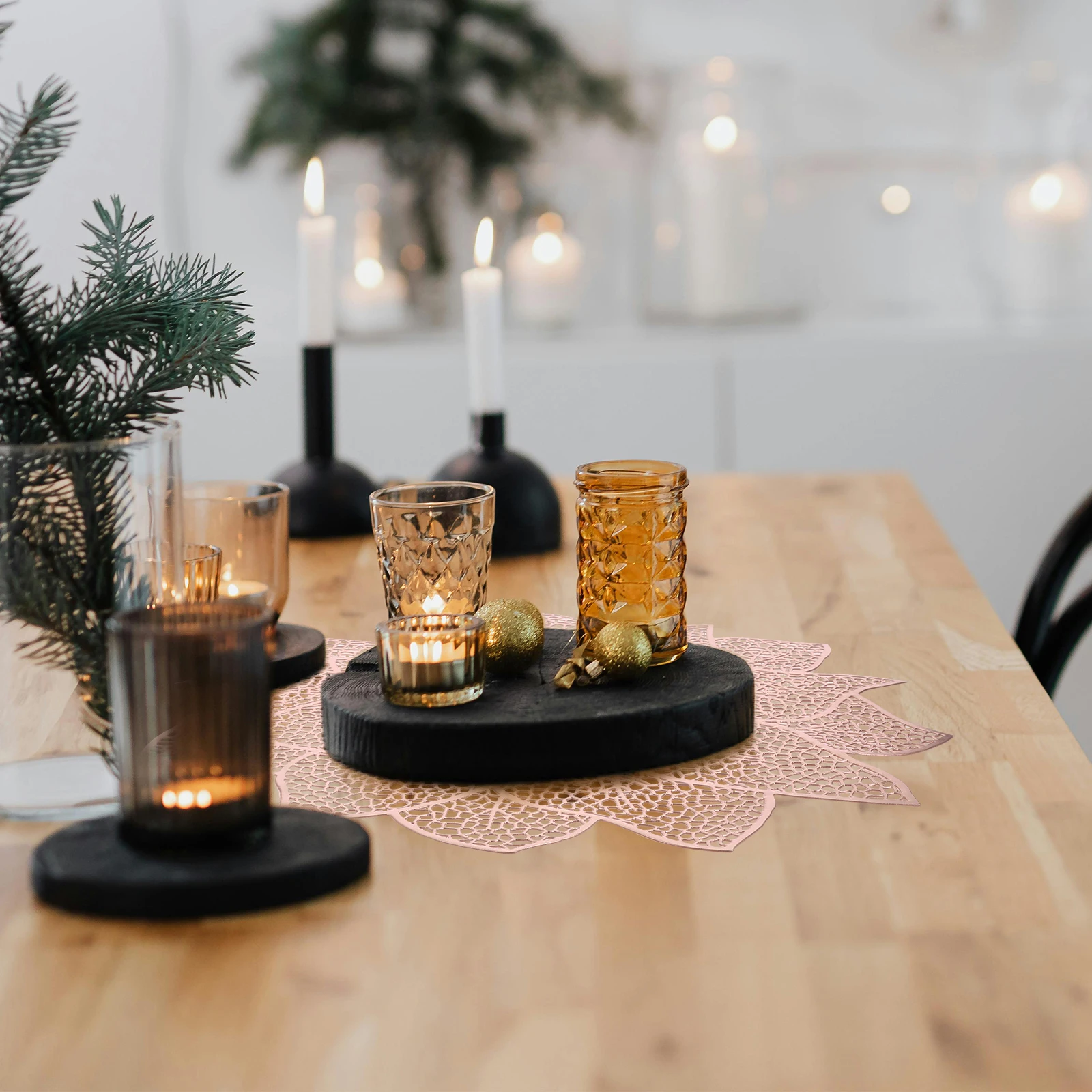 

6pcs Fugui Flower Placemat Heat Resistant Table Mats Floral Design Waterproof Dining Mat Decorative Home Accessories Elegant