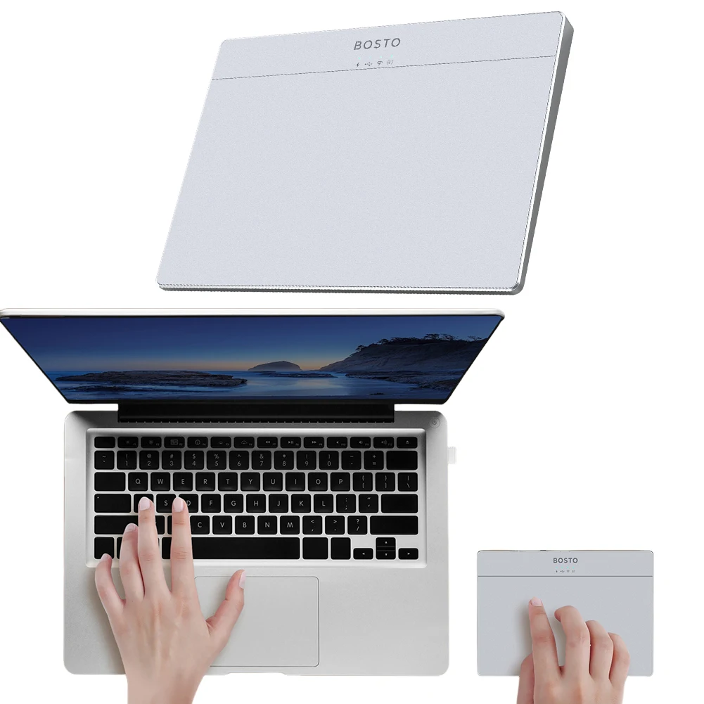 Portable Track Pad Multi-Gesture Wireless Touchpad Type-C Rechargeable Wired Precision Trackpad for Computer Notebook PC Laptop