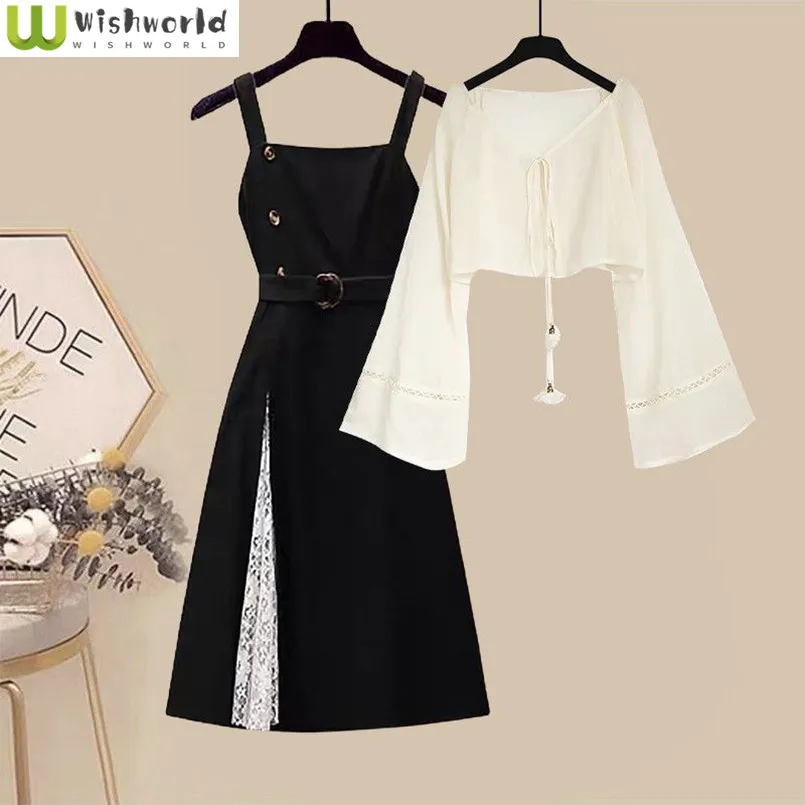 

Spring/Summer Fashion Set for Women's New Korean Style Style Slimming and Aging Reducing Top Casual Dress Two Piece Set