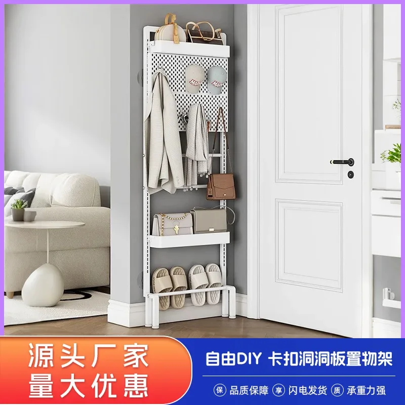 Shelf Multi-layer hole plate Toilet Bathroom door Back storage rack No punching slippers Mop storage artifact