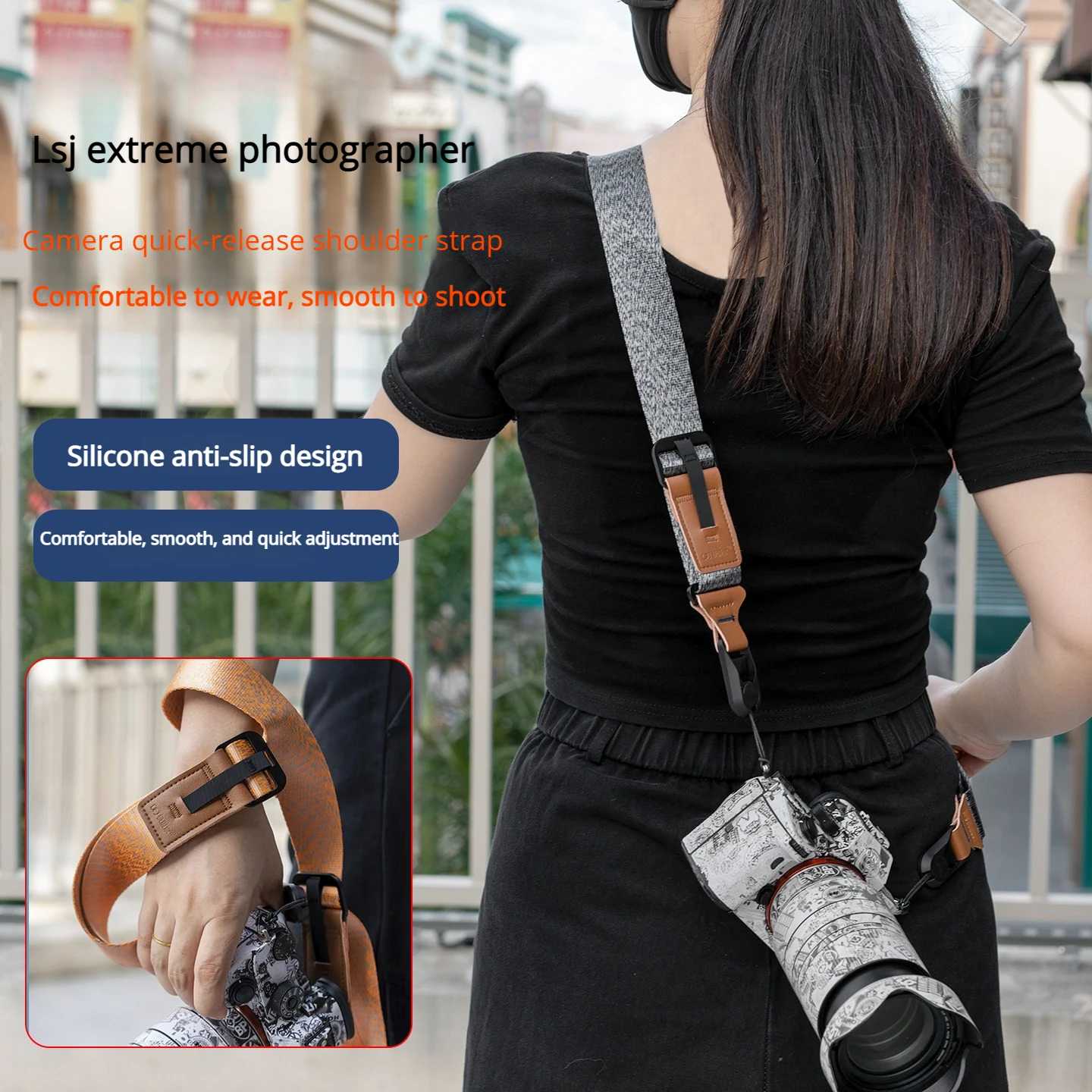 

Быстросъемный плечевой ремень для камеры, совместимый с Sony, Canon, Nikon, Fuji, беззеркальными камерами, с функцией снижения давления на плечо