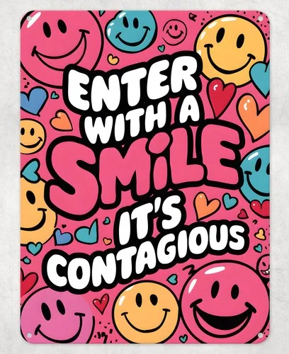 Enter with a Smile Kindness Metal Poster Wall Sign Man Cave Shed Bar Home Plaque --Tin Sign