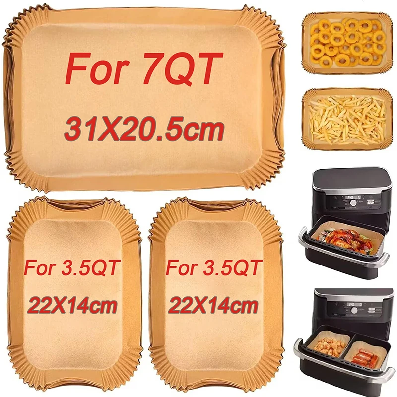 Rectangle Disposable Air Fryer Paper Non-Stick for Ninja Foodi DZ071 7QT DualZone Air Fryer Baking Paper Liner Oilproof Oven Mat