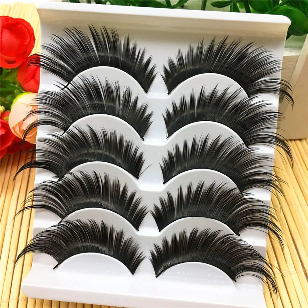 Sexy 5 Pairs Black False Eyelashes Exaggerated Thick Lashes Daily & Party Makeup #053