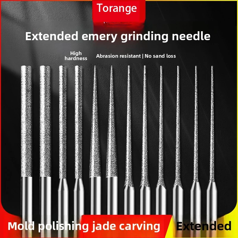 Extended diamond grinding needle fine sand cylindrical electric grinding rod jade hole expanding grinding head polishing tool